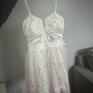 White Ruched Sweetheart Sundress